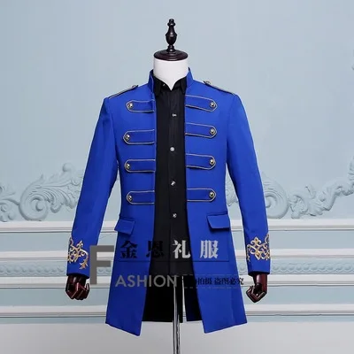 Длинная мужская куртка Star same Black blue свадебное фото для жениха одежда шафера