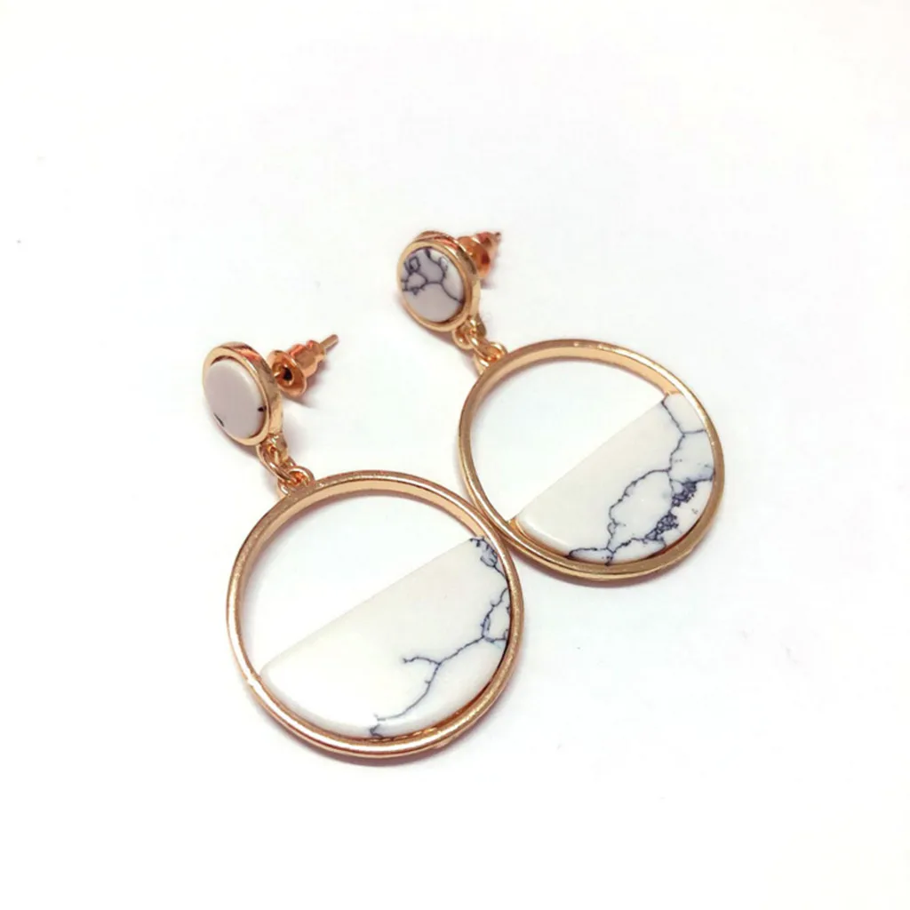 Роскошные серьги для женщин винтажные мраморные классические круглые дикой