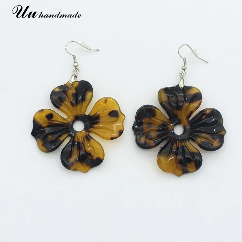 Черепаховая кость волнистые акриловые серьги в виде цветов для женщин Черепаха