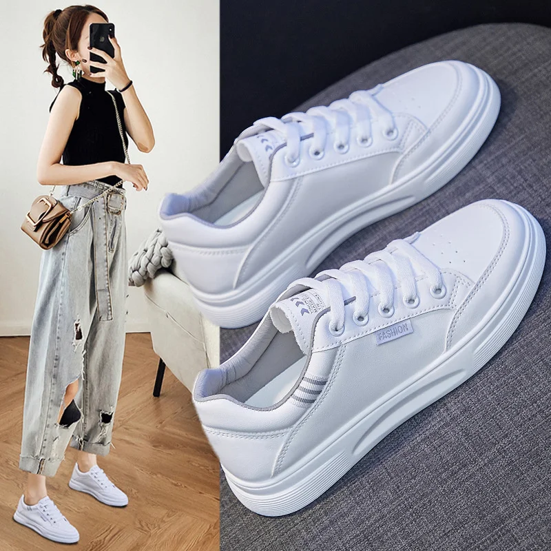 

Женские кроссовки на плоской подошве, белые дышащие кроссовки для бега, повседневные, Sh811, для осени