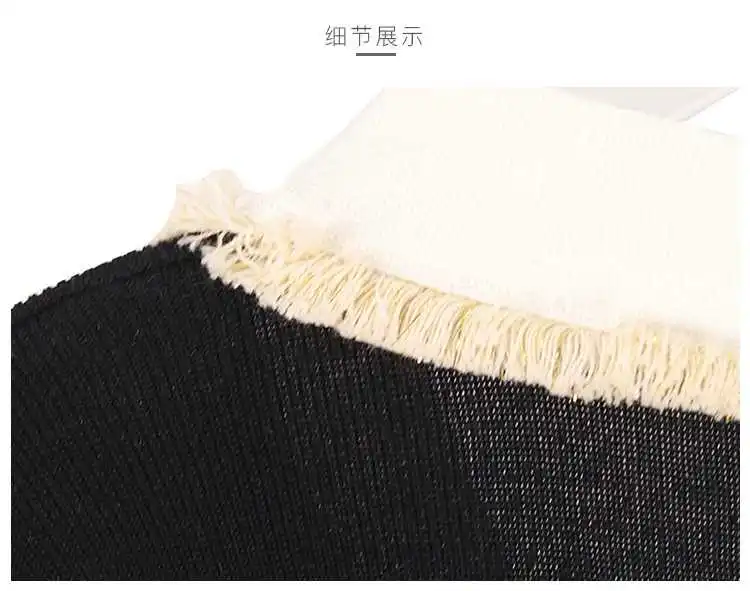 Женское трикотажное платье-свитер Элегантное черно-белое винтажное платье с