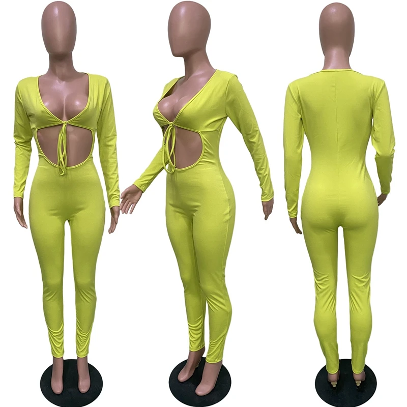 Комбинезон женский с вырезами длинным рукавом Осенний |