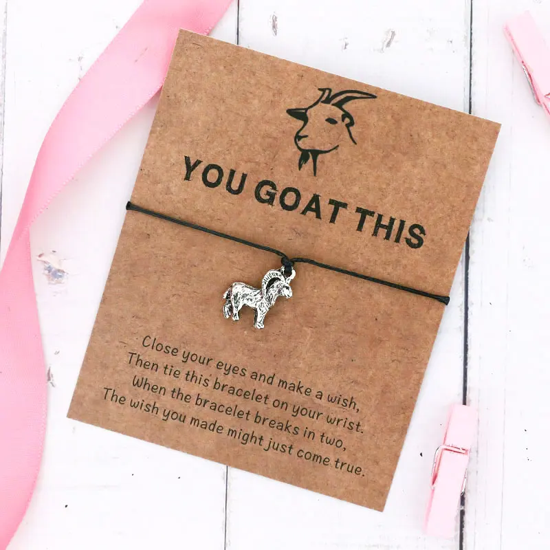 Винтаж You Goat этот браслет желаний Animal Charm Wish Card браслеты дружбы ювелирные изделия