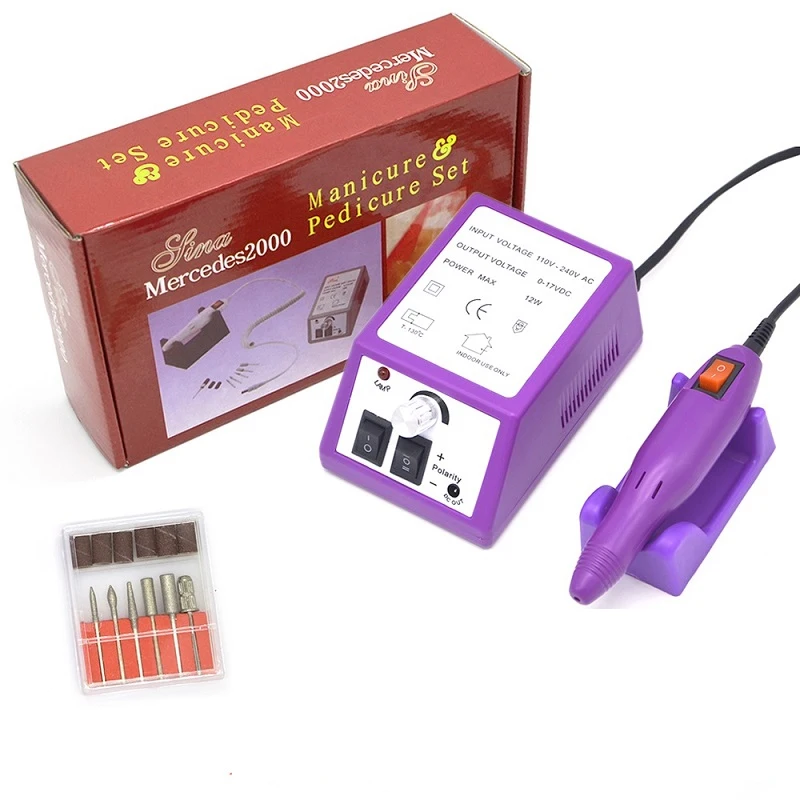 Purple SET 2 Электрическая машинка для маникюра дрель для ногтей маникюрная машина набор пилок серая ручка для ногтей набор с EU US Plug аппарат для маникюра - Цвет: Purple SET 2