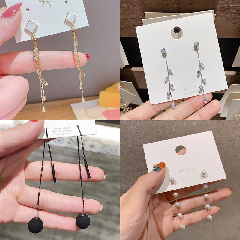 

2021 New Long Crystal Tassel Gold Color Dangle Earrings for Women Wedding Drop Earing Fashion Jewelry Gifts