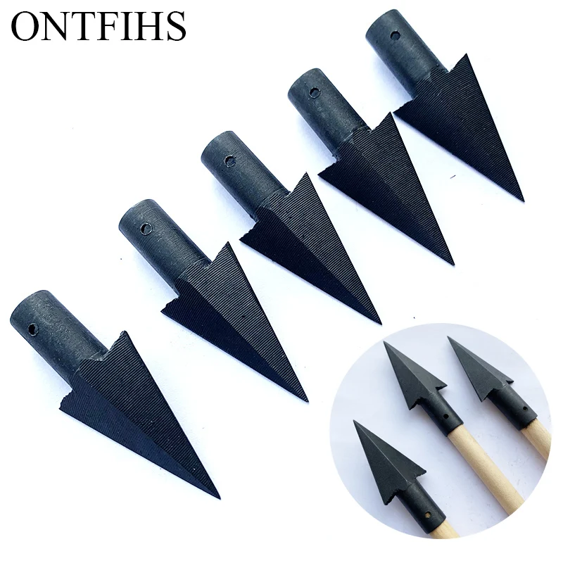 

3PCS Hunting Carbon Steel Arrow Head Archery Broadheads Point Diameter 8mm Fit Wooden Recurve/Compound Bow Arrowhead Accessories