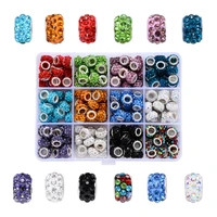 180pcsbox 11mm rondelle polymer clay rhinestones european beads with double cores mixed color large hole beads hole 5mm