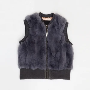 Женский утепленный жилет GENPRIOR, утепленный жилет из меха кролика, на молнии, без рукавов, для девочек, верхняя одежда из натурального меха