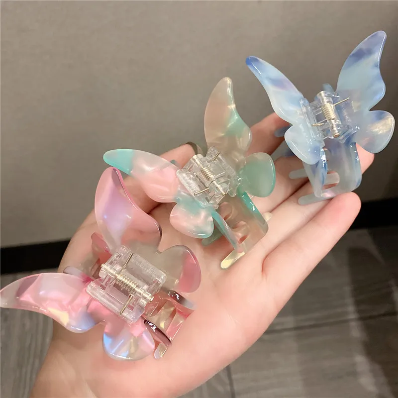 

2021 New Fashion Hot Sale Candy Color Butterfly Plastic Hair Claw Clips
