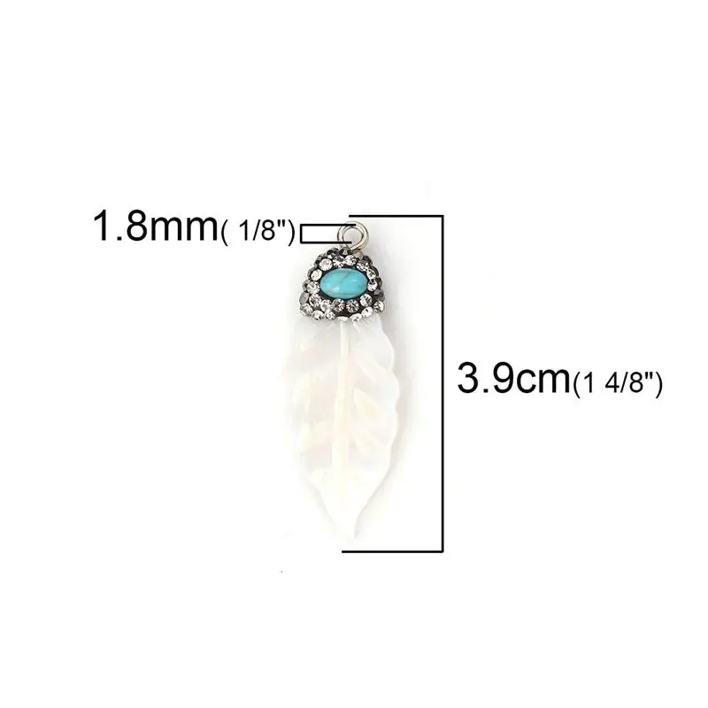 2 шт оболочки микро подвески украшенные камнями темно-серый лист и зуб Белый