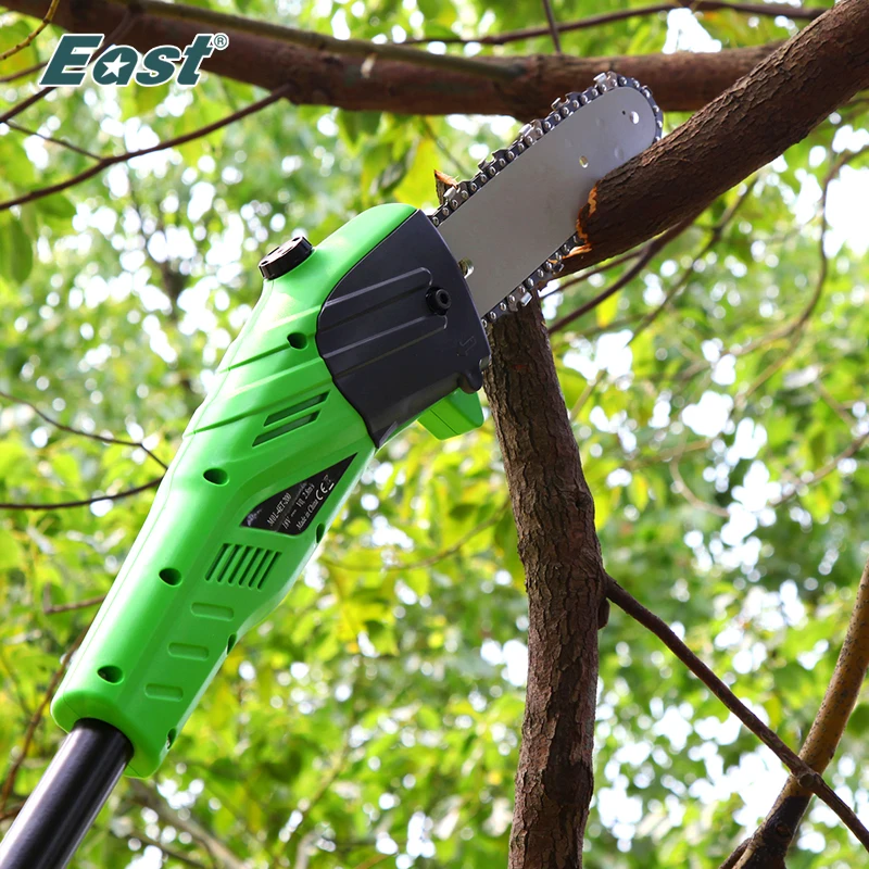 East 18V Li-Ion Power Cordless Pole Chainsaw 6'Bar and Chain Pruning Tools Rechargeable Garden Power Tool Logging Saw ET1103