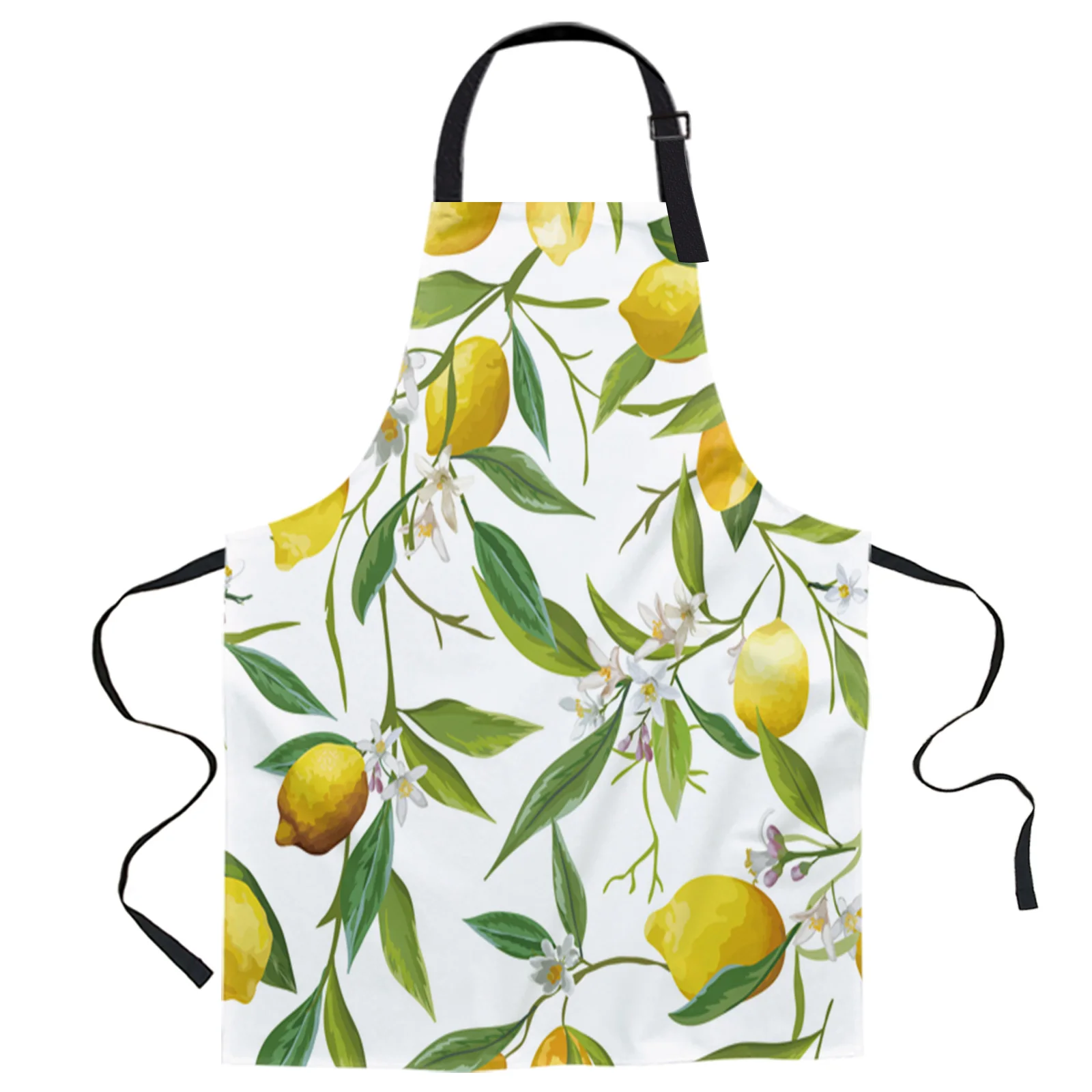 

Lemon Flowers Fruit Plant Printed Kitchen Cooking Baking Aprons Canvas Sleeveless For Women Man Kids Home Delantal Cocina