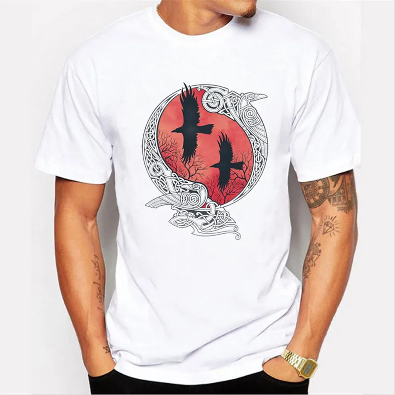 Классическая белая футболка модная в китайском стиле с 2 принтами летающего орла