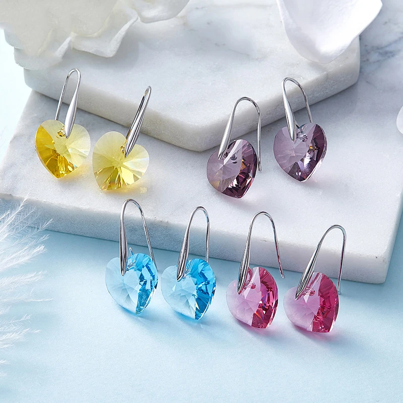 BAFFIN висячие серьги в форме сердца с кристаллами Swarovski для женщин,, серебряные ювелирные изделия для ушей, подарок для друзей