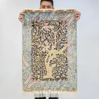 2x3 small parlor handmade silk area rug birds handcraft tapestry ywx199a