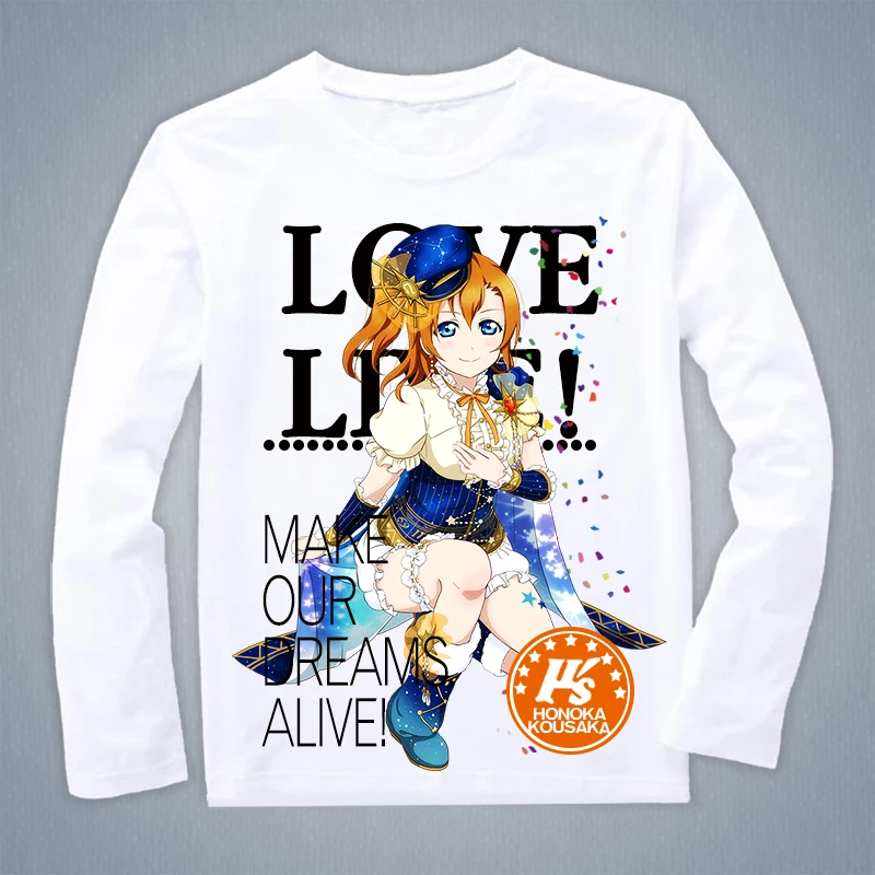 Лавлайв! Саншайн!! Косплей футболка аниме Лавлайв Минами Котори Косака Хонока весна осень длинные рукава топ футболка.