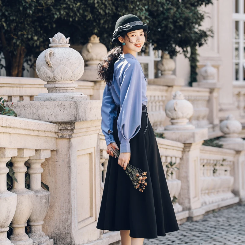 

COIGARSAM French Style Women Skirt Vintage Skirts Suit 6238