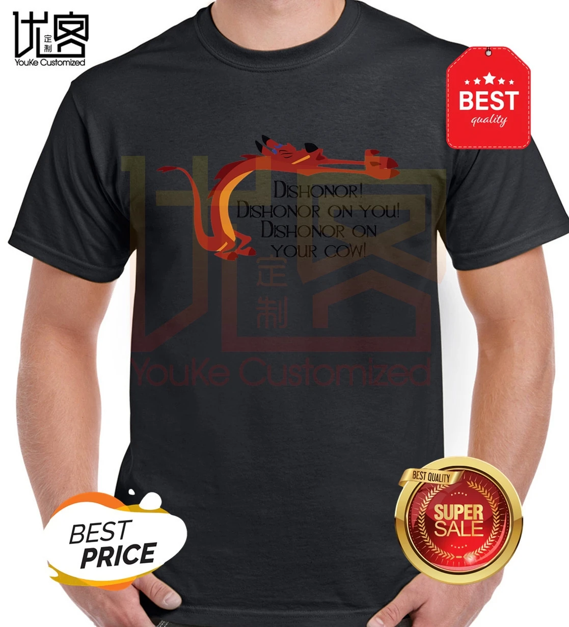 Dishonor! T-Shirt Mulan men's women's 100% cotton short sleeves tops tee printed Crewneck casual t-shirt | Мужская одежда