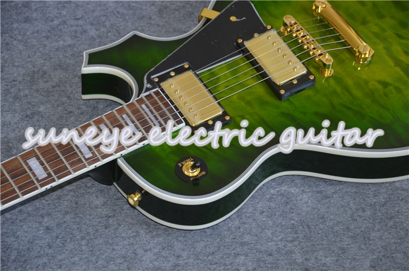 Suneye зеленые стеганые электрические Позолоченные элементы гитары левшей гитара