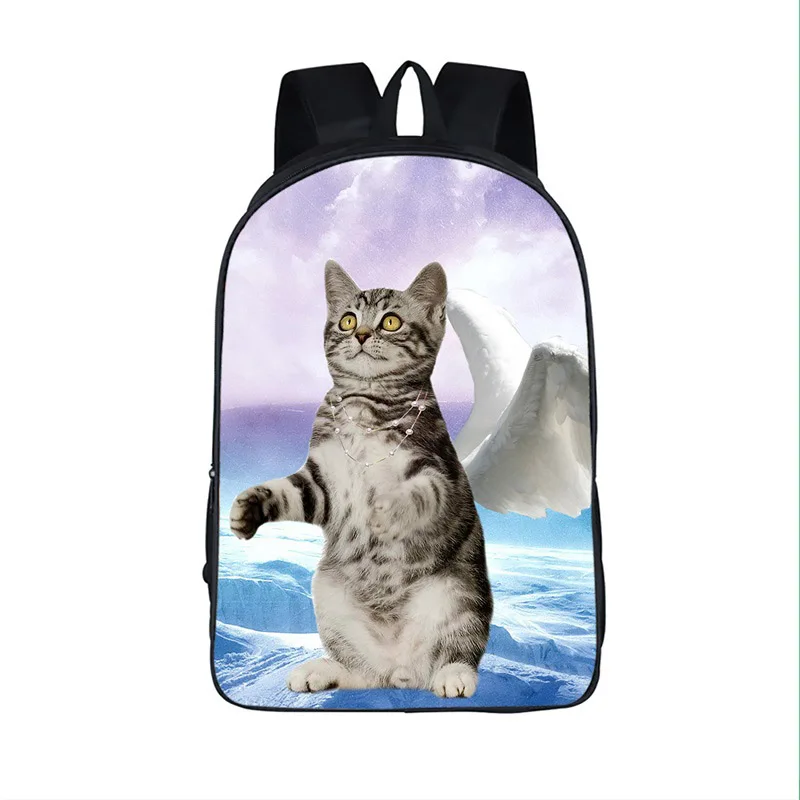 Kawaii cat с черно белое крыло Ангела рюкзак детские школьные сумки для подростков