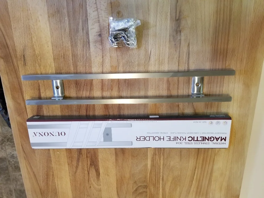 

OUNONA Wall-mounted Magnetic Holder Double Bar Rack for Knives Utensils and Kitchen Sets