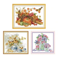 new arrival joy sunday cross stitch flowers beautiful 11ct 14ct water soluble canvas printed embroidery diy handmade needlework