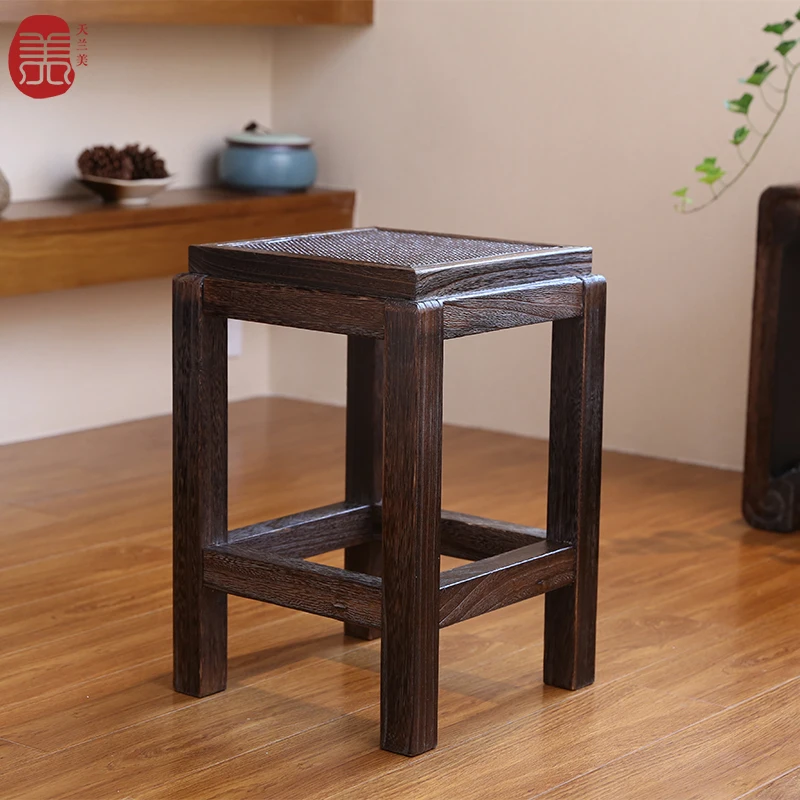 

Solid Wooden Square Stool Chinese Style Tea Stool For Shoes, Stool, Dining Table, Low Stool Creative Living Room Tea Table, Smal