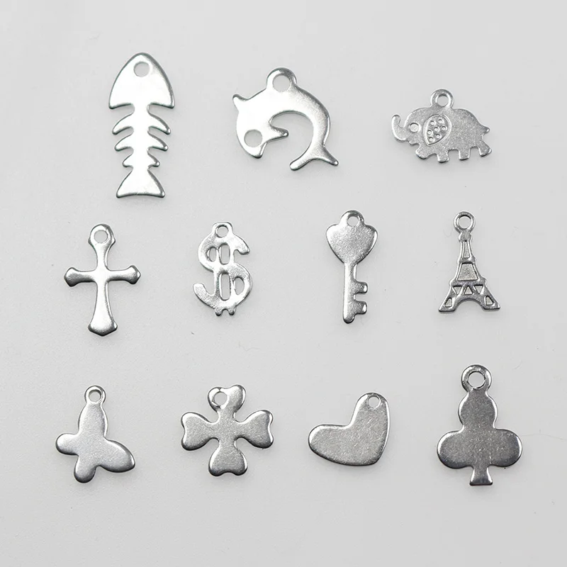 50 шт./лот европейские Подвески из нержавеющей стали в тон 11 видов конструкций