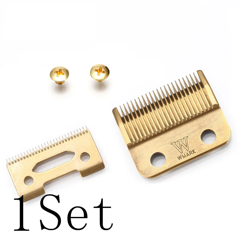 Golden 1 set WMARK лезвия профессиональная аккумуляторная машинка для стрижки волос лезвие Высококачественная карбоновая сталь машинка для стрижки аксессуары золотистого цвета для выбора Золотой винты - Цвет: Golden 1 set