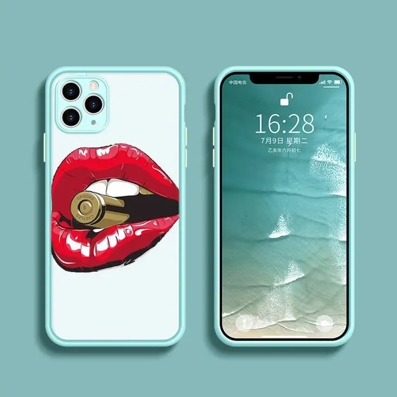 

Sexy Lip Aesthetics Phone Case Transparent Matte For IPhone 7 8 11 12 S Mini Pro X XS XR MAX Plus Cover Shell