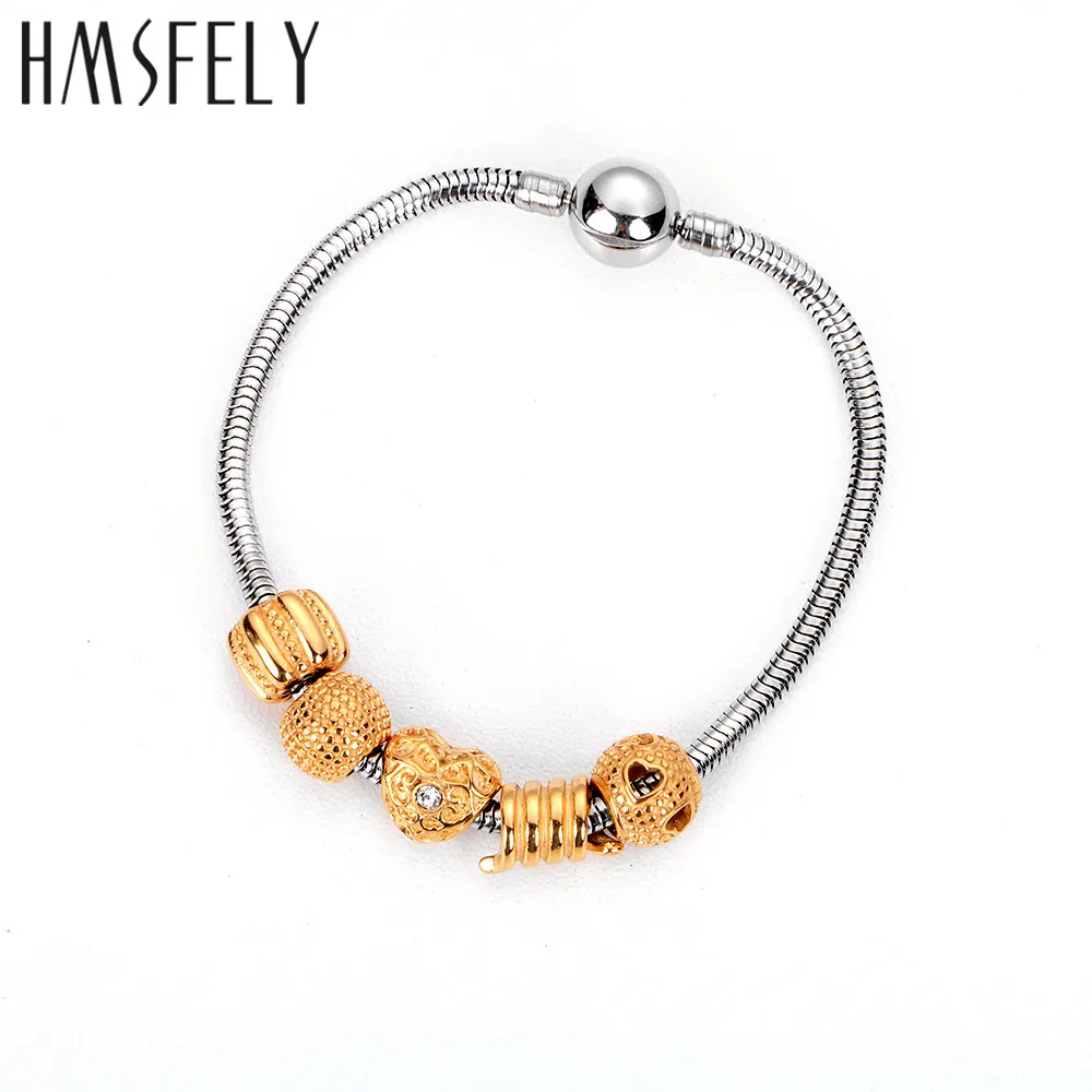 HMSFELY 316l нержавеющая сталь Очаровательные золотые браслеты в форме сердца