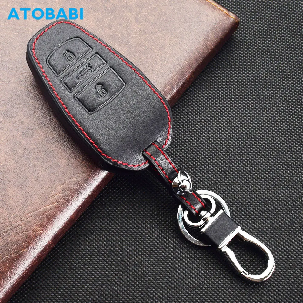 Leather Car Key Case For VW Volkswagen Touareg 2010 2011 2012 2013 2014 2015 2016 3 Buttons Smart Remote Control Protector Cover