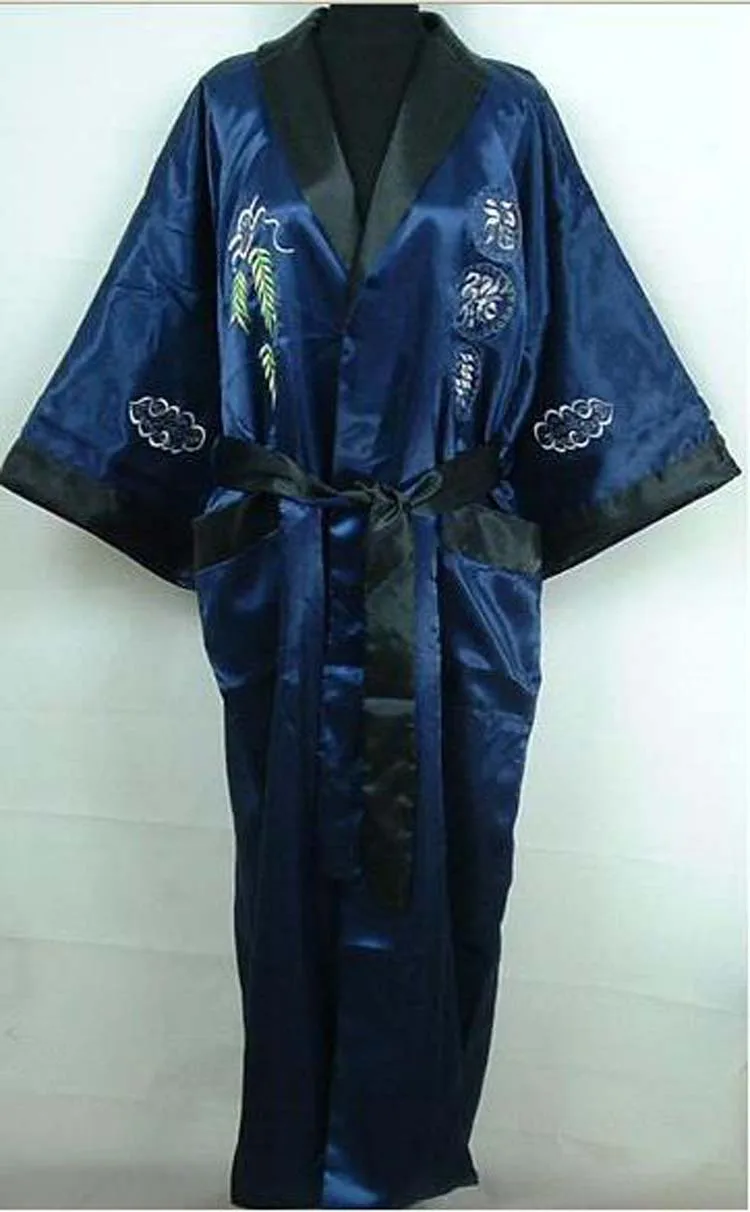 Халат атласный мужской Шелковый двусторонний с вышивкой в виде дракона - купить