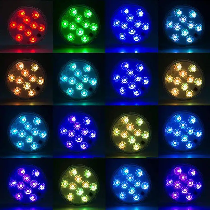 Mini Waterproof RGB LED diving Light Remote Control Underwater Fish tank Pool light Battery Aquarium Submersible Lights | Лампы и