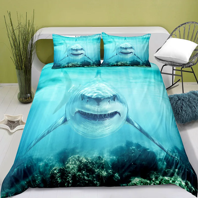 

Home Textiles Printed Shark Bedding Quilt Cover & Pillowcase 2/3PCS US/AE/UE Full Size Queen Bedding Set Bedding Set