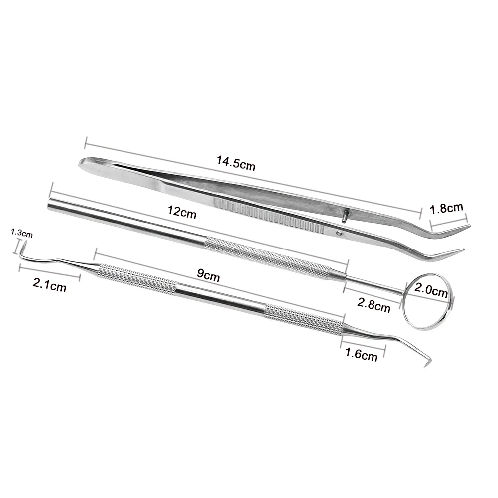 

Stainless Steel Dental Mirror Dental Tool Set With Bag Mouth Mirror Tweezers Probe Kit Instrument Oral Care Dentist Tool