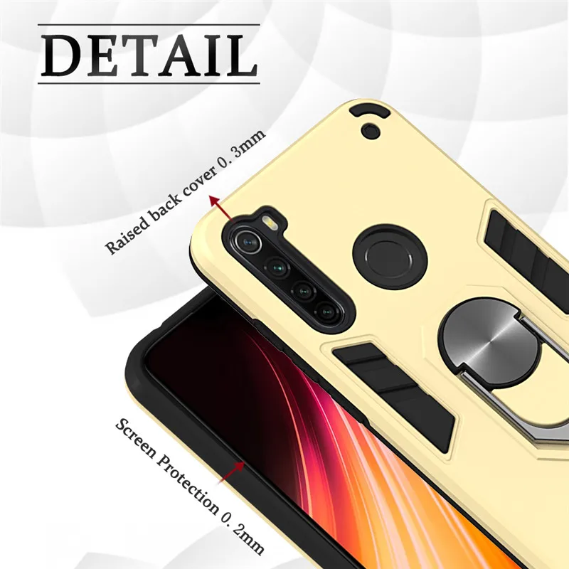 Luxury Armor Shockproof Phone Case For Xiaomi Redmi Note 8T 8 7 6 Pro Redmi 5 Plus Mi 9T Pro Car Holder Ring Bumper Cases Shell