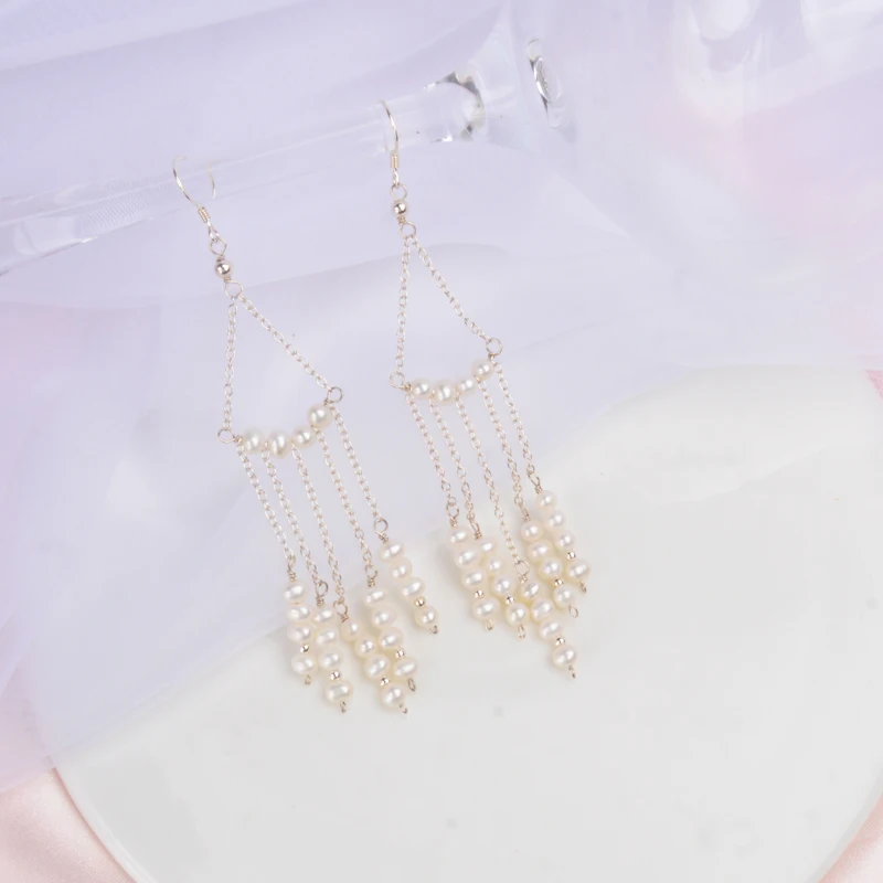 Женские серьги кисточки ASHIQI длинные из настоящего серебра 925 пробы с натуральным