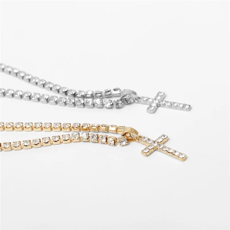 

Ailodo Luxury Crystal Cross Chokers Necklace For Women Gold Silver Color Party Wedding Statement Neklace Fashion Jewelry 20MAR43