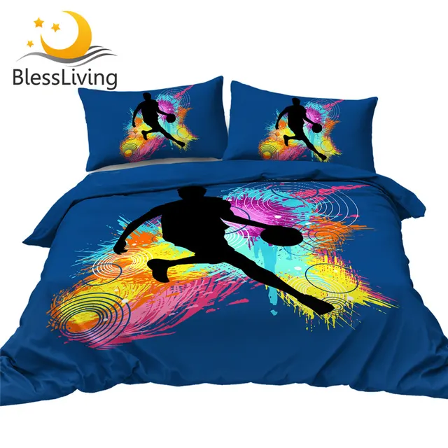 BlessLiving Baskball Duvet Cover Set Sports Comforter Cover Colorful Bedclothes Modern Cool Home Textile Cozy Full Size Bedding 1