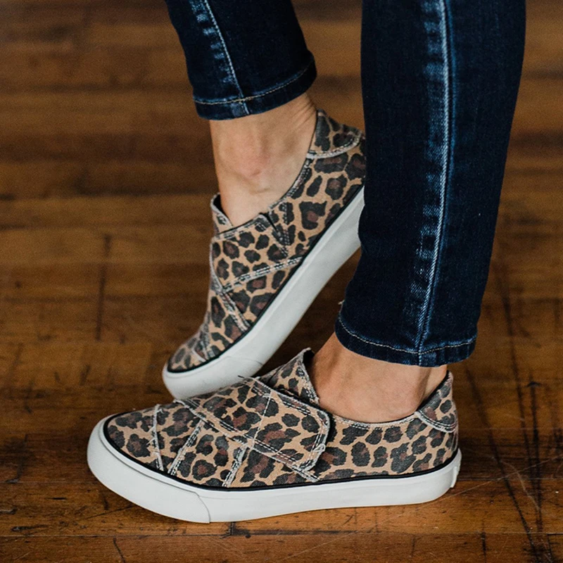 

Кеды женские с леопардовым принтом, холщовые удобные лоферы, плоская Вулканизированная подошва, Повседневная модная обувь