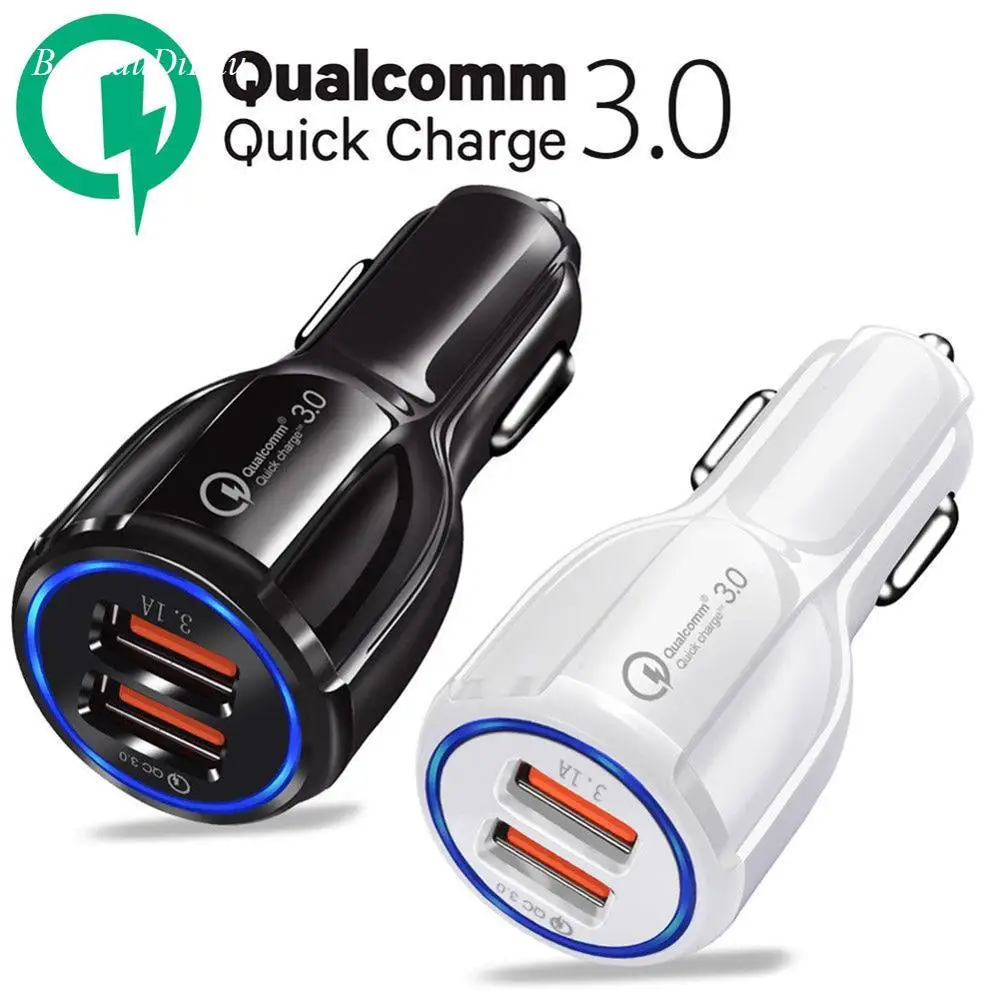 Автомобильное зарядное устройство QC3.0 сертифицированное быстрое двойной 2 USB