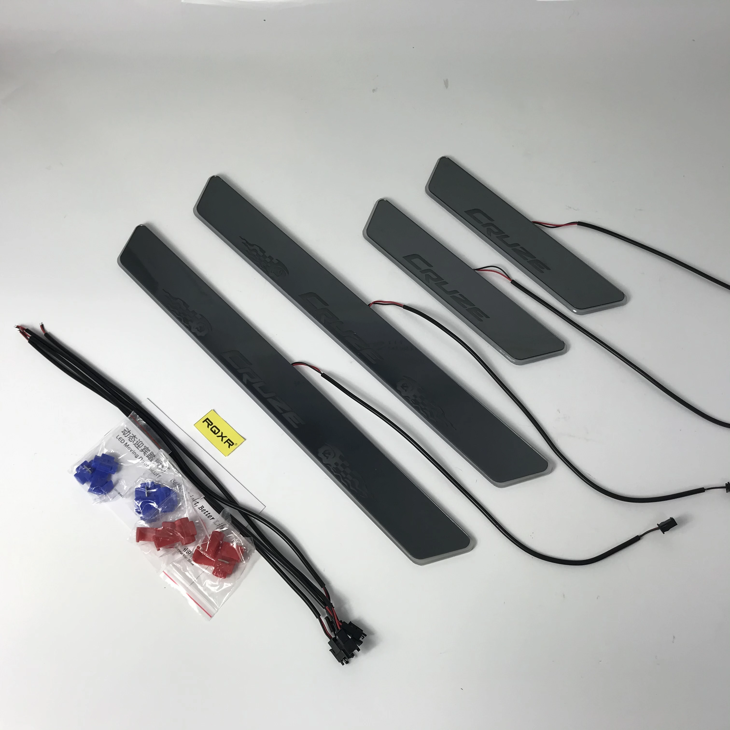 

RQXR led moving door scuff for chevrolet cruze dynamic door sill plate flat lining overlay flow/fixed light, 4pcs