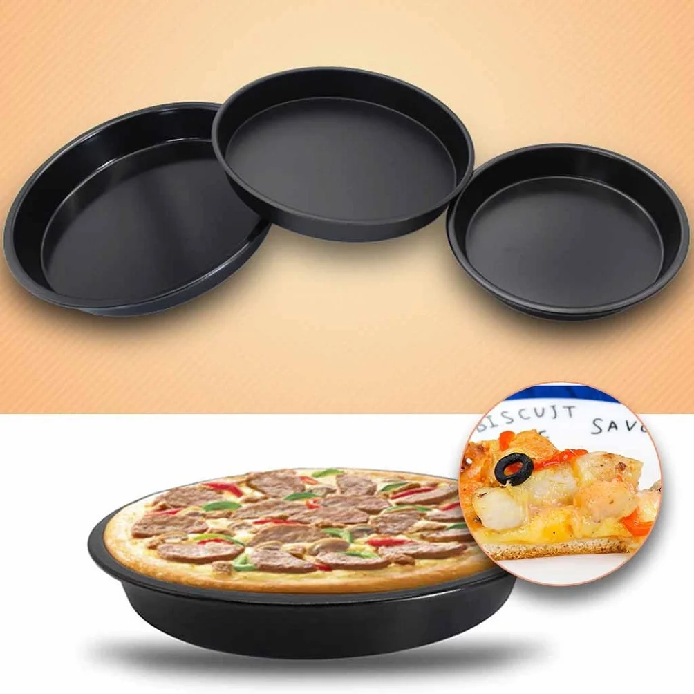 

6/7/9/10 Inch Non-stick Heating Pan Round Cake Pan Baking Dishes Oven Pizza Pan Thicking Pizza Plate Baking Mold Carbon Steel