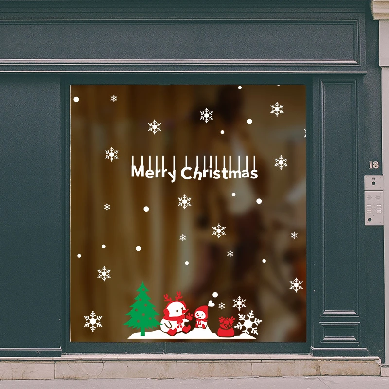 Фото 2021 рождественские тематические наклейки на окно магазина современное искусство