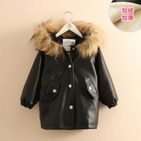 2021 winter warm fashion 2 3 years 100cm plus velvet thickening hooded long faux leather fur outwear coat for kids baby girls