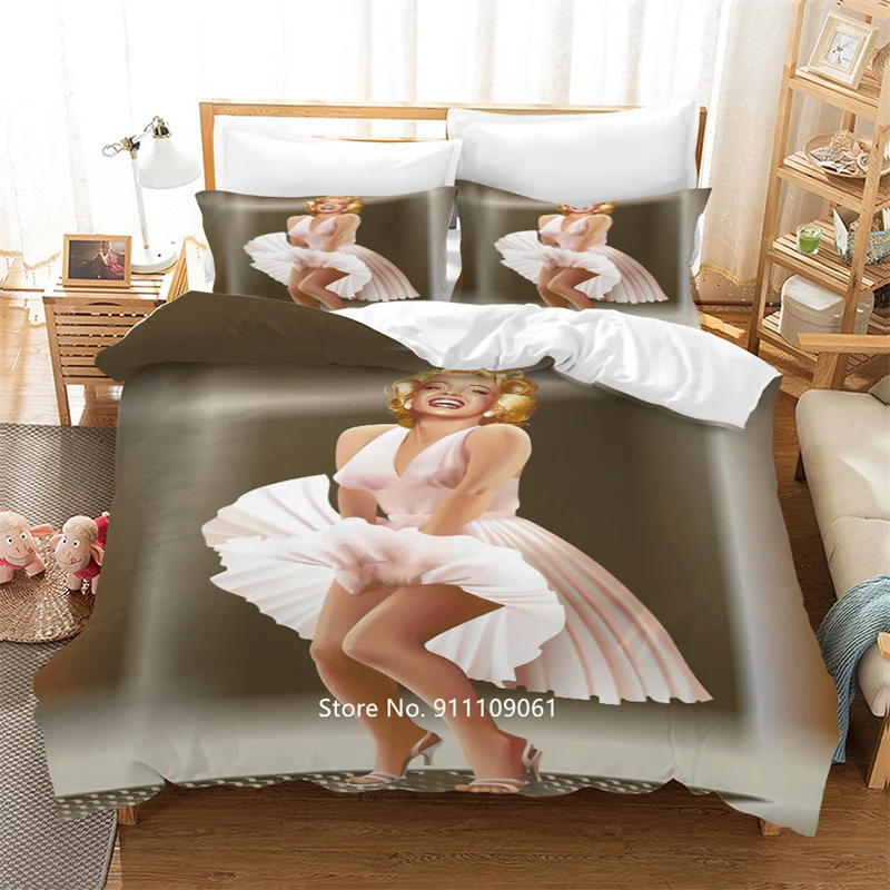 

2-3 European and American Retro Beauty Poster Bedding Goddess Monroe Pattern Quilt Cover Pillowcase Adult Bedroom Decoration