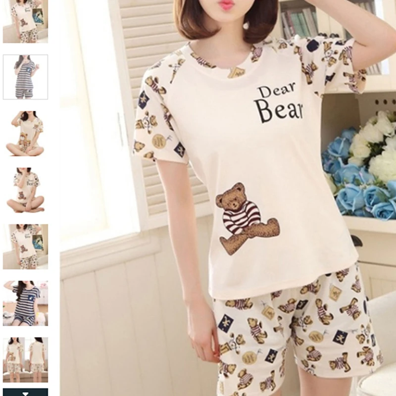 

New Women Pajamas Suits Lovely Home Suit Sleepwear Short Sleeve Pyjamas Comfortable Girl Spring And Summer Colthing