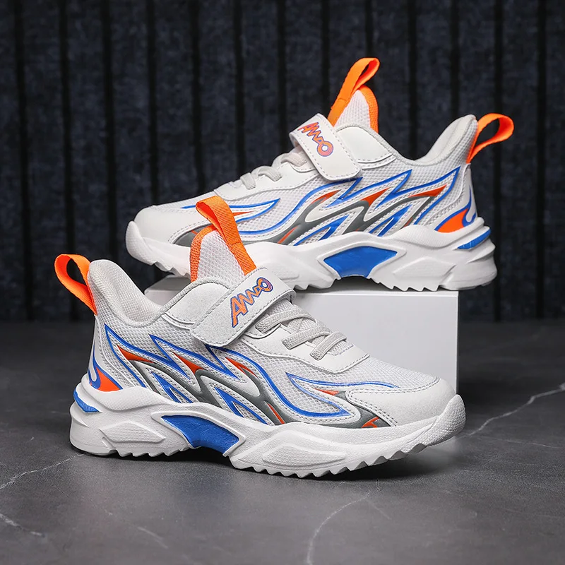 

New Children Warm Sneakers Trendy Boys School Leather Waterproof Breathable Casual Shoes Girls Flame Comfortable Toddler Shoes