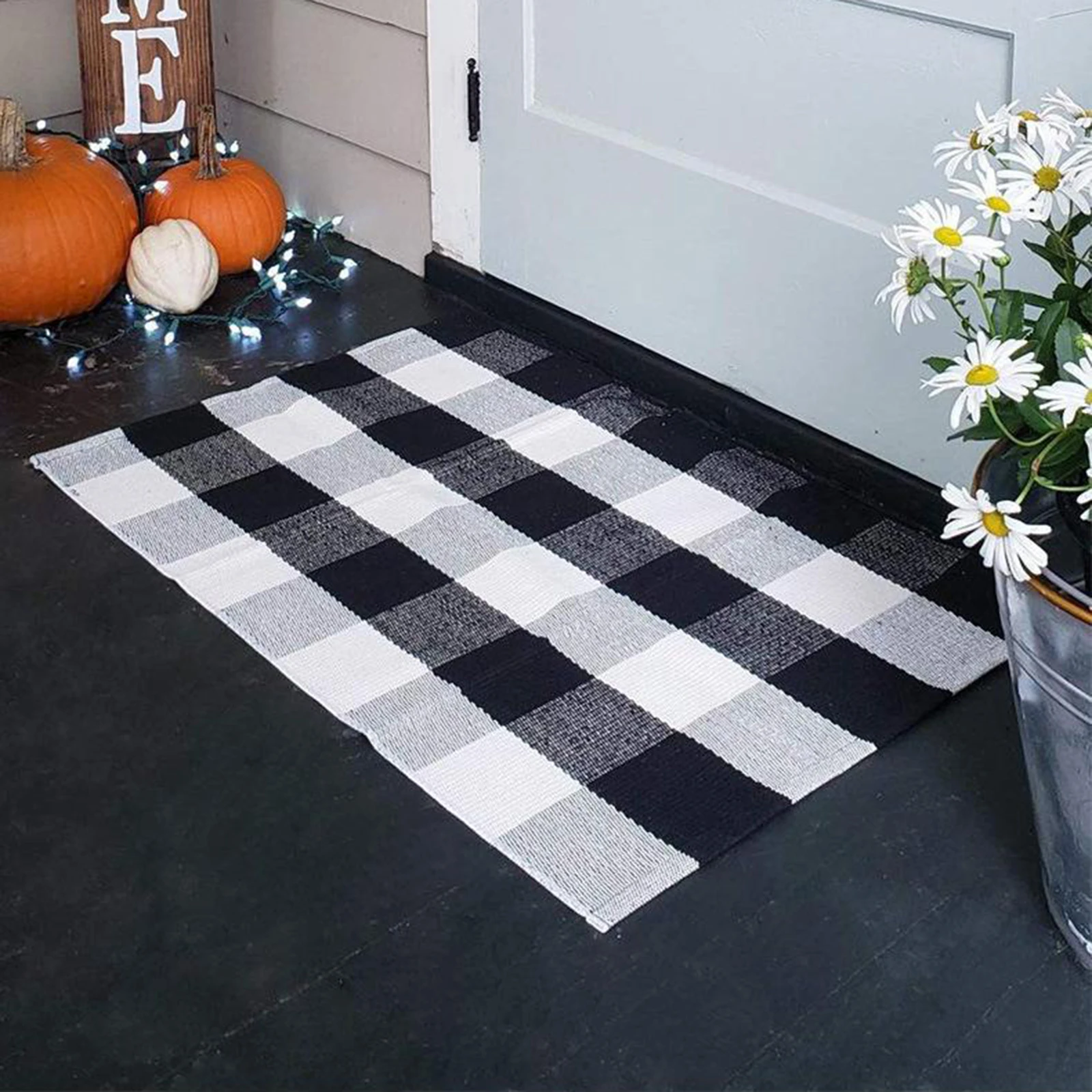 

Buffalo Plaid Rug Checkered Carpet for Layered Door Mats Front Porch/Farmhouse